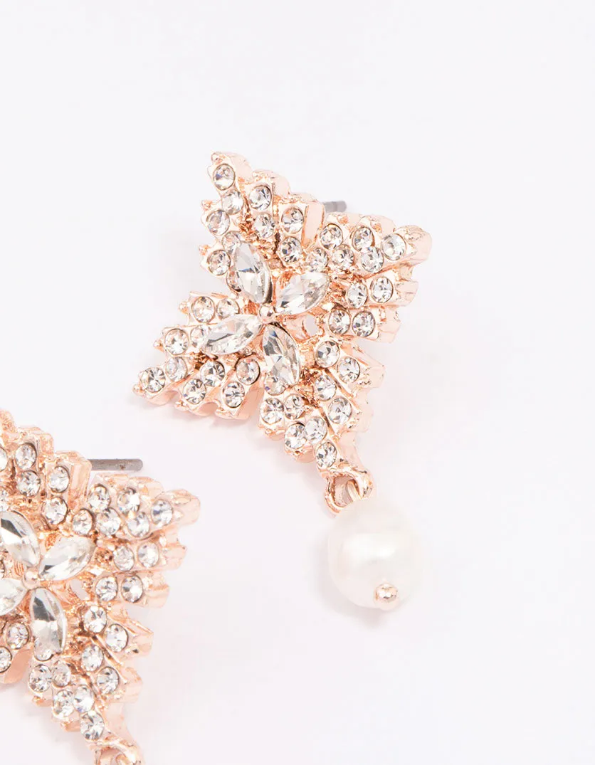 Rose Gold Freshwater Pearl Diamante Drop Earrings sold by lovisa product image thumbnail 3