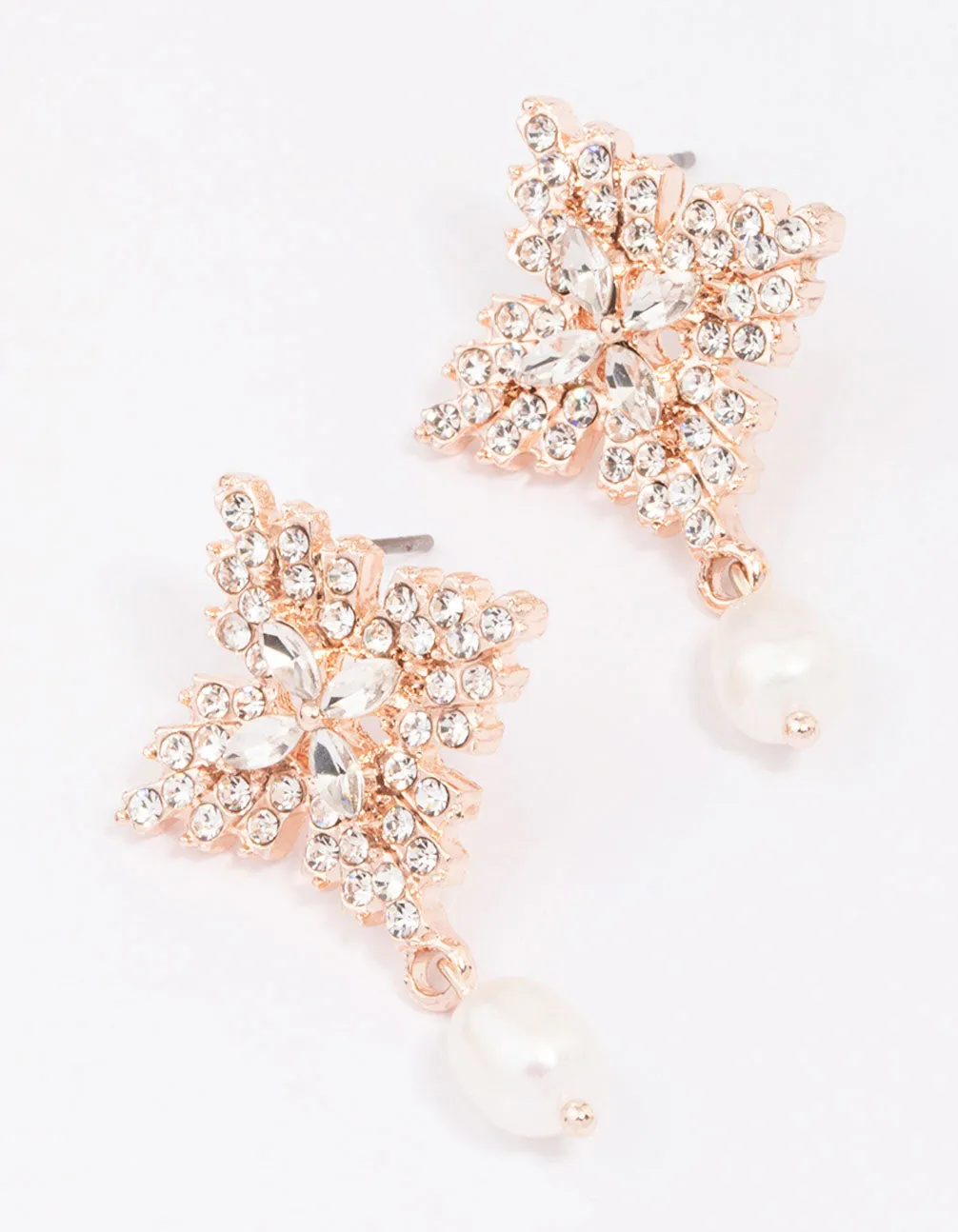Rose Gold Freshwater Pearl Diamante Drop Earrings sold by lovisa
