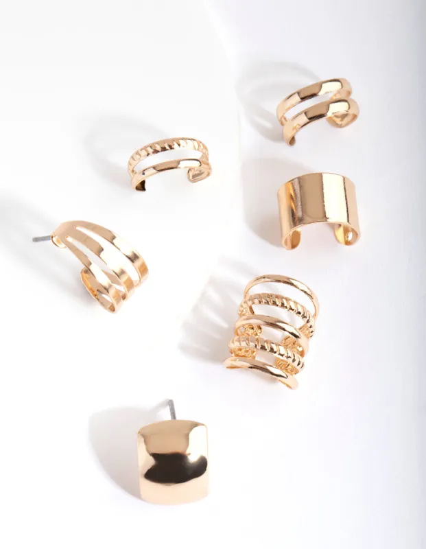 Gold Textured Ear Cuff & Earring Pack sold by lovisa