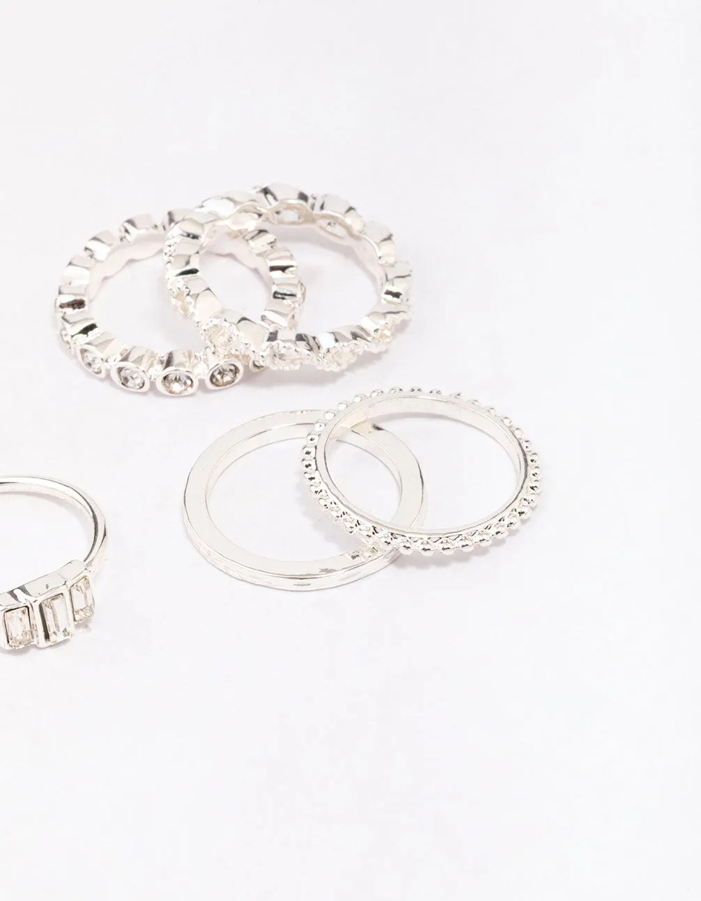 Silver Diamante Mixed Band Ring Pack sold by lovisa product image thumbnail 3