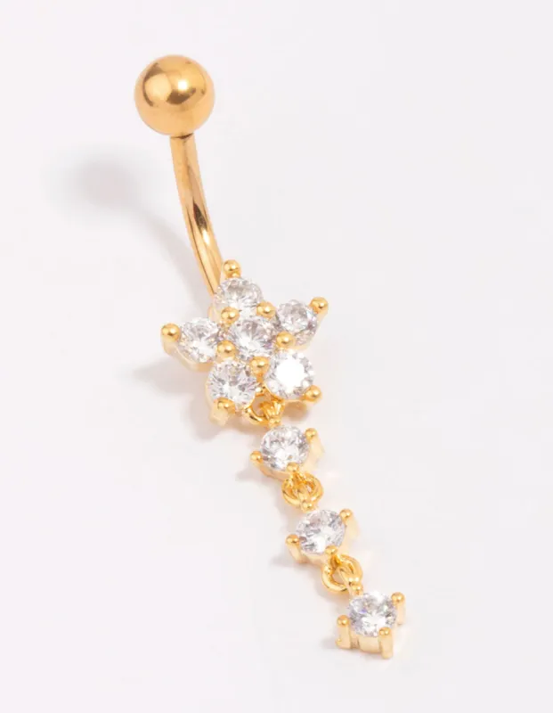 Gold Plated Titanium Cubic Zirconia Flower Belly Piercing sold by lovisa