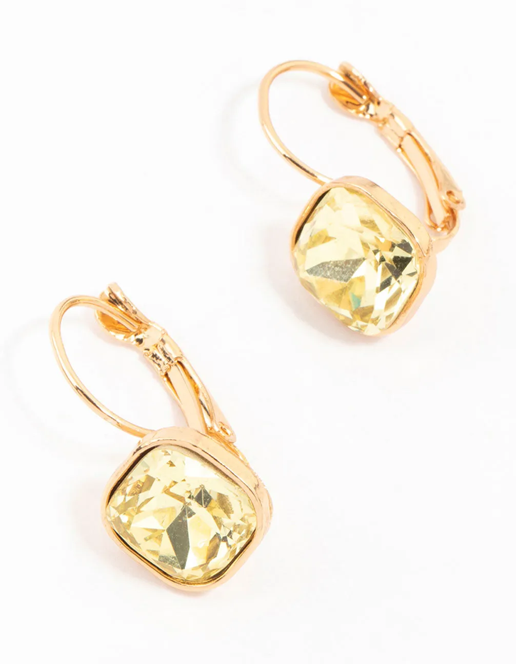 Gold Continental Clip Yellow Diamante Hoop Earrings sold by lovisa