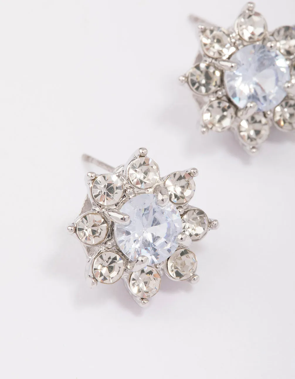 Rhodium Diamante Flower Stud Earrings sold by lovisa product image thumbnail 3