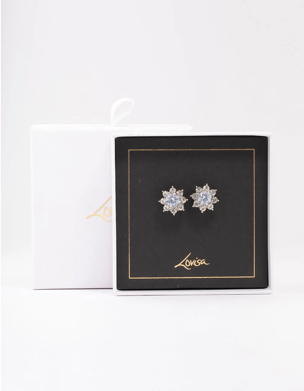 Rhodium Diamante Flower Stud Earrings sold by lovisa product image thumbnail 2