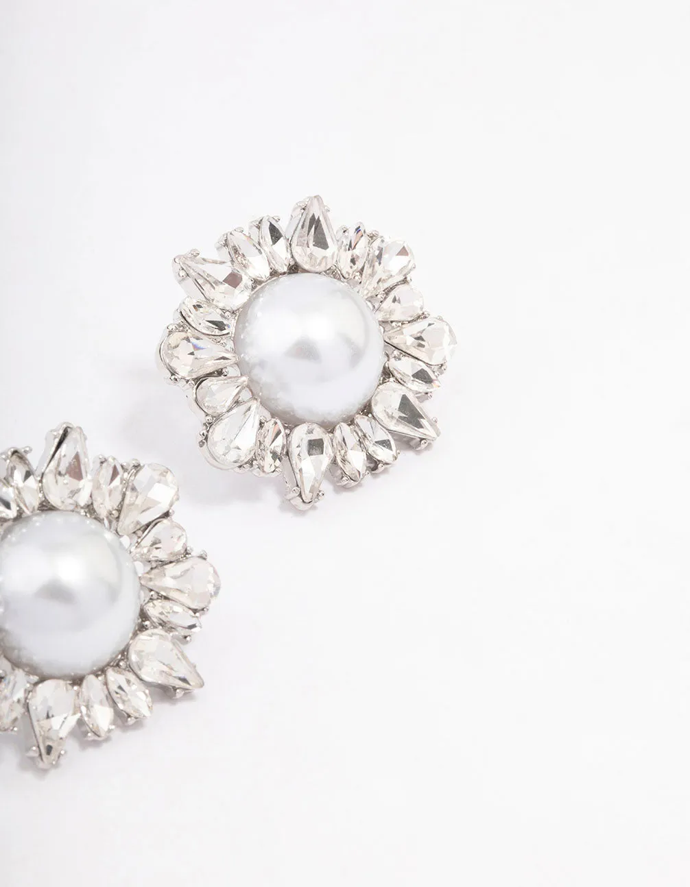 Silver Pearl & Cluster Statement Stud Earrings sold by lovisa product image thumbnail 3