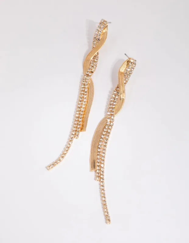 Gold Flat Snake & Cup Chain Drop Earrings sold by lovisa