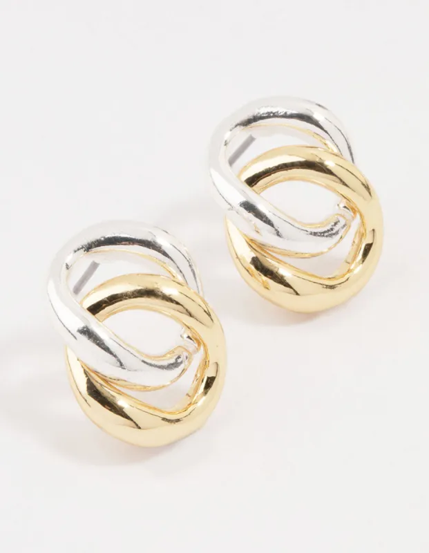 Mixed Metals Circle Stud Earrings sold by lovisa