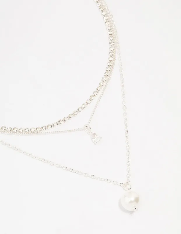 Silver Plated Cupchain Pear & Pearl Necklace sold by lovisa