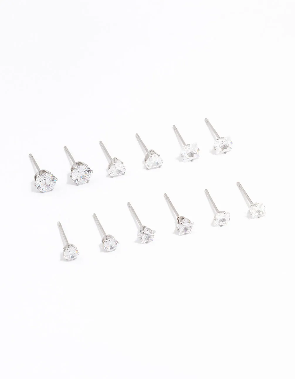 Waterproof Stainless Steel Cubic Zirconia Stud Earrings 6-Pack sold by lovisa