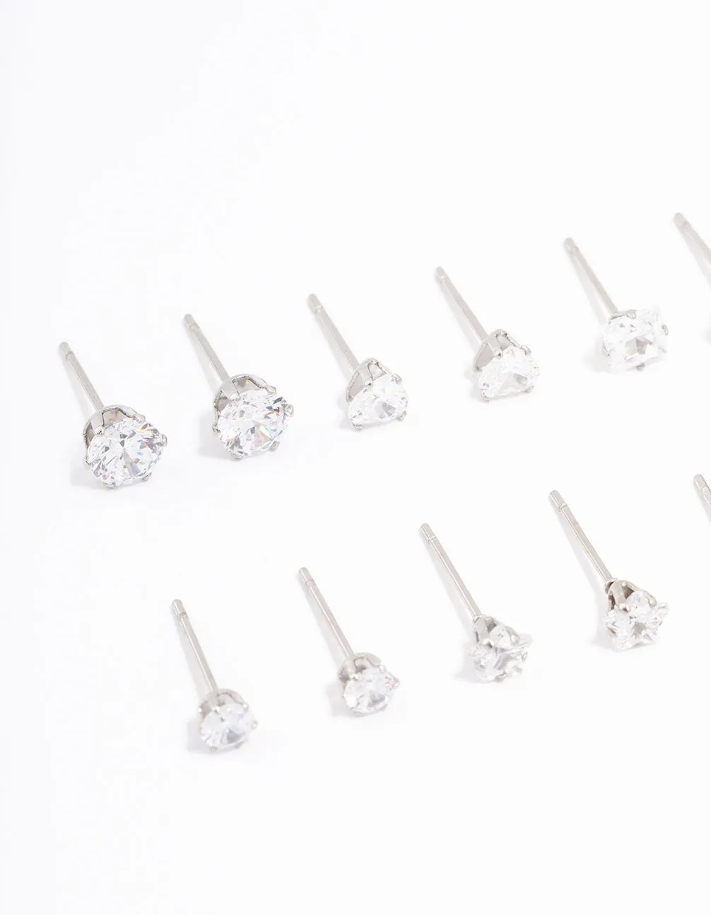 Waterproof Stainless Steel Cubic Zirconia Stud Earrings 6-Pack sold by lovisa product image thumbnail 2