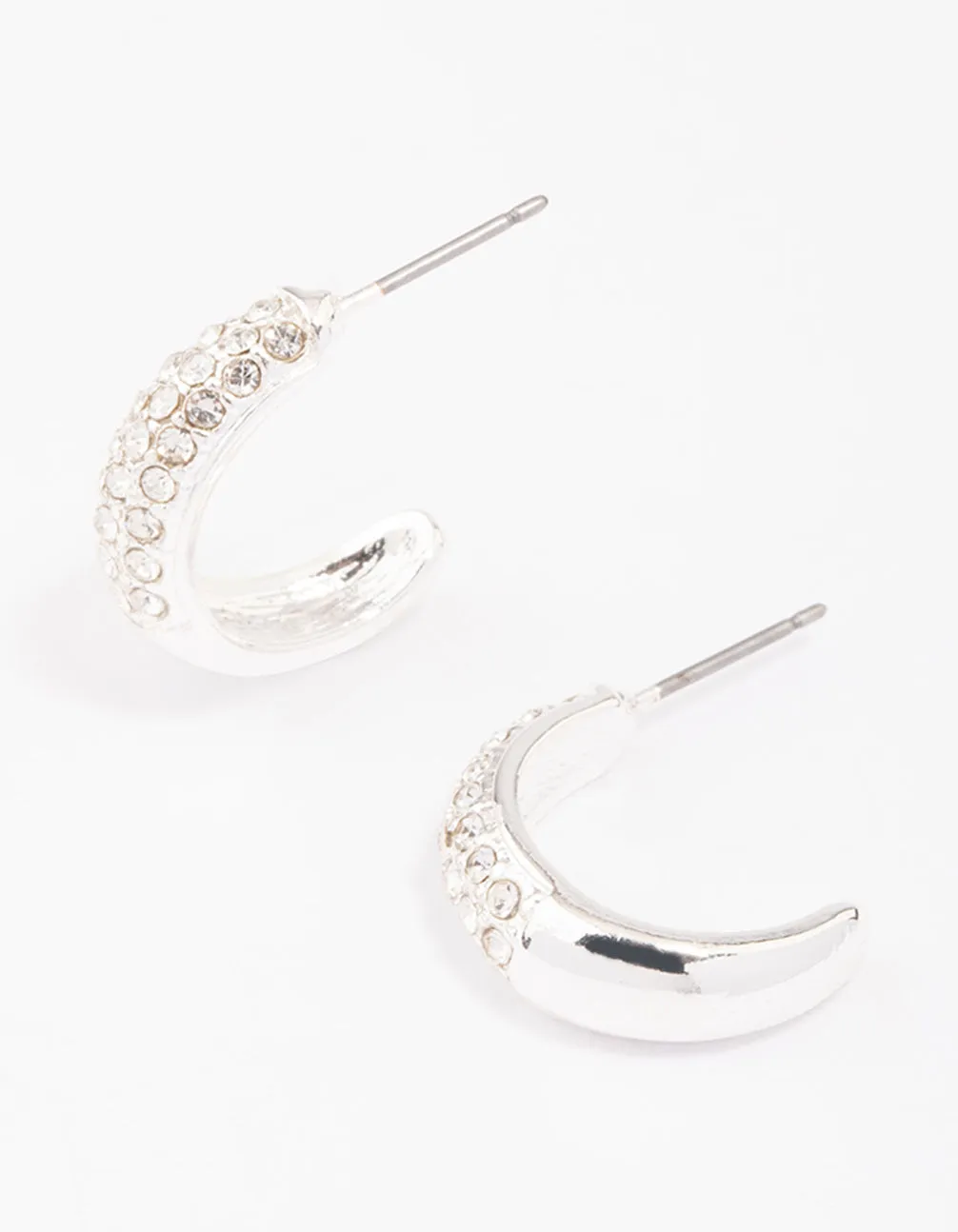Silver Pave Diamante Hoop Earrings sold by lovisa