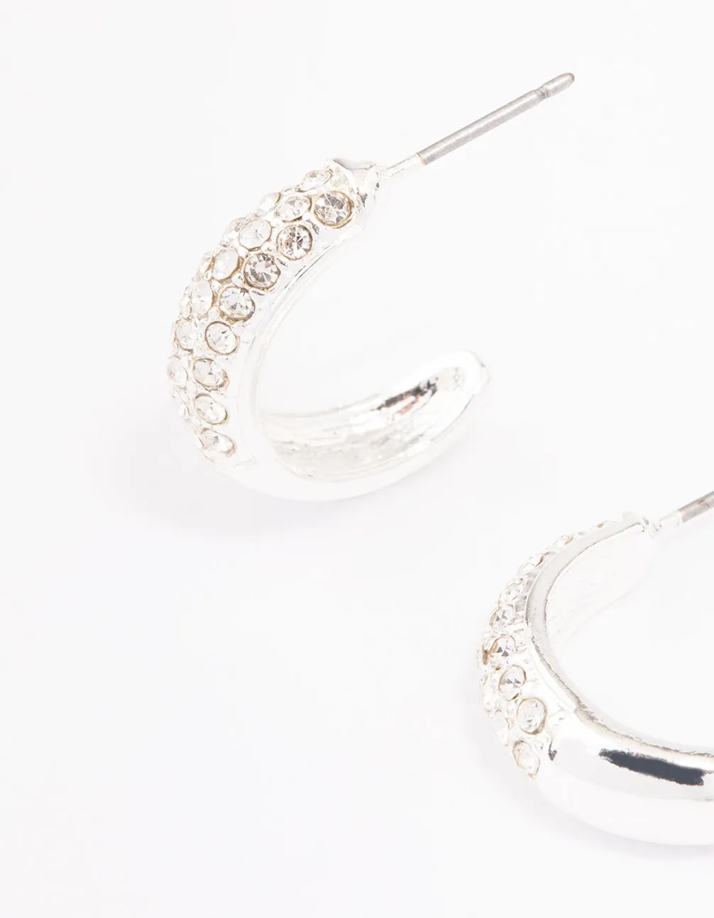 Silver Pave Diamante Hoop Earrings sold by lovisa product image thumbnail 3