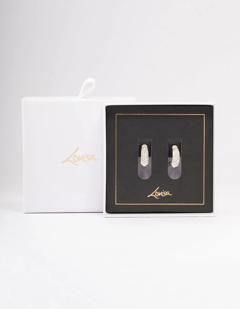 Silver Pave Diamante Hoop Earrings sold by lovisa product image thumbnail 2