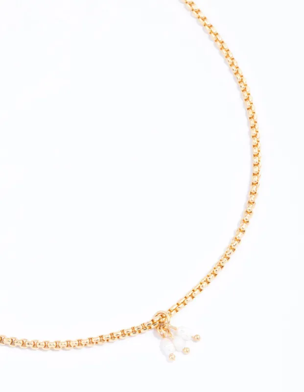 Gold Plated Triple Freshwater Pearl Dainty Necklace sold by lovisa
