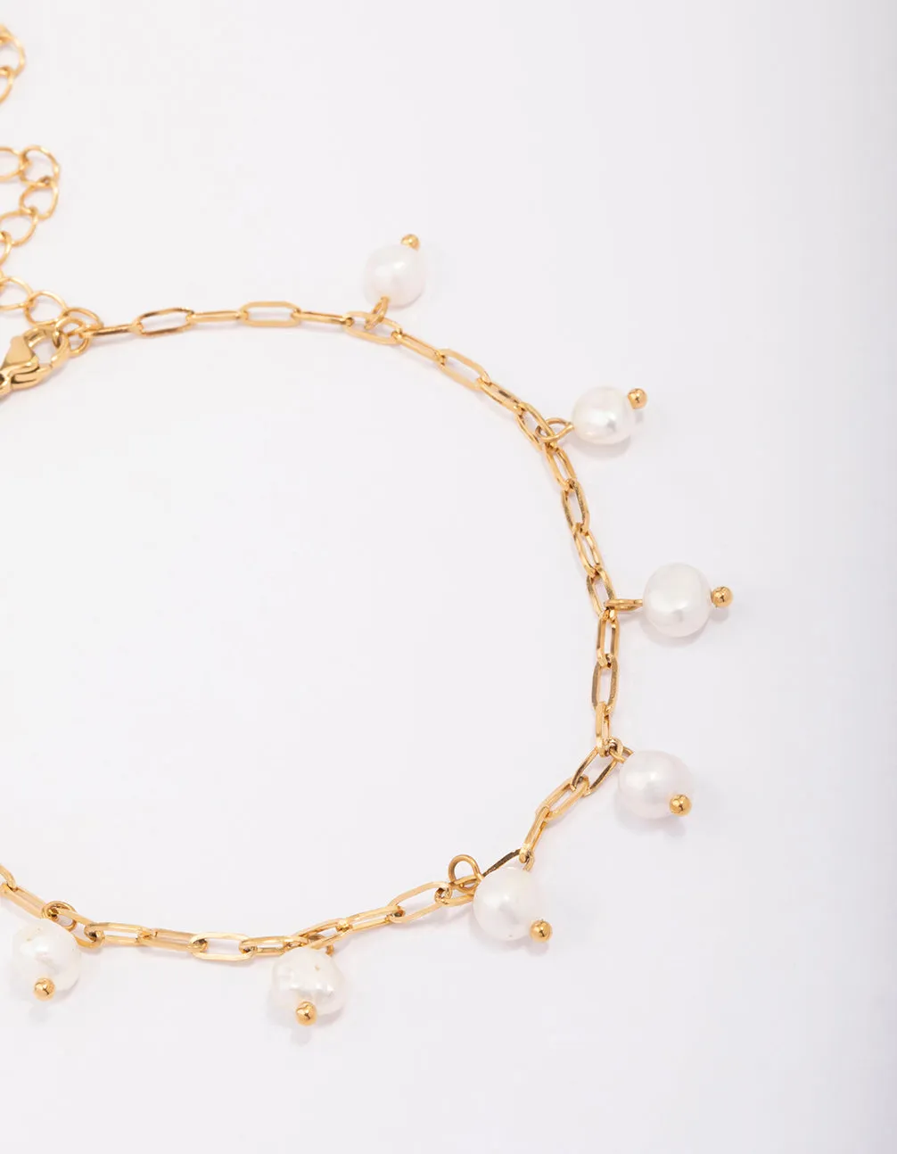 Gold Plated Stainless Steel Station Freshwater Pearl Drop Anklet sold by lovisa product image thumbnail 2