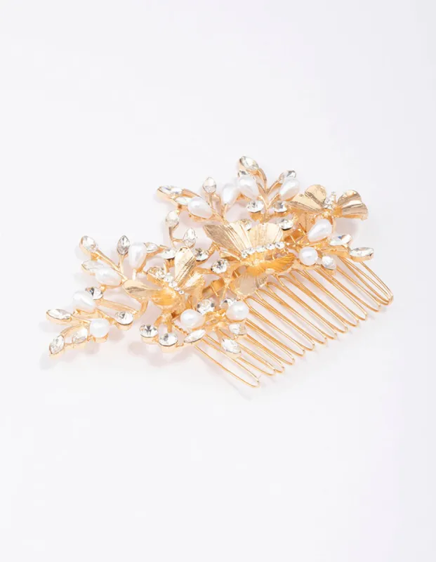 Gold Forest Butterfly Hair Comb sold by lovisa