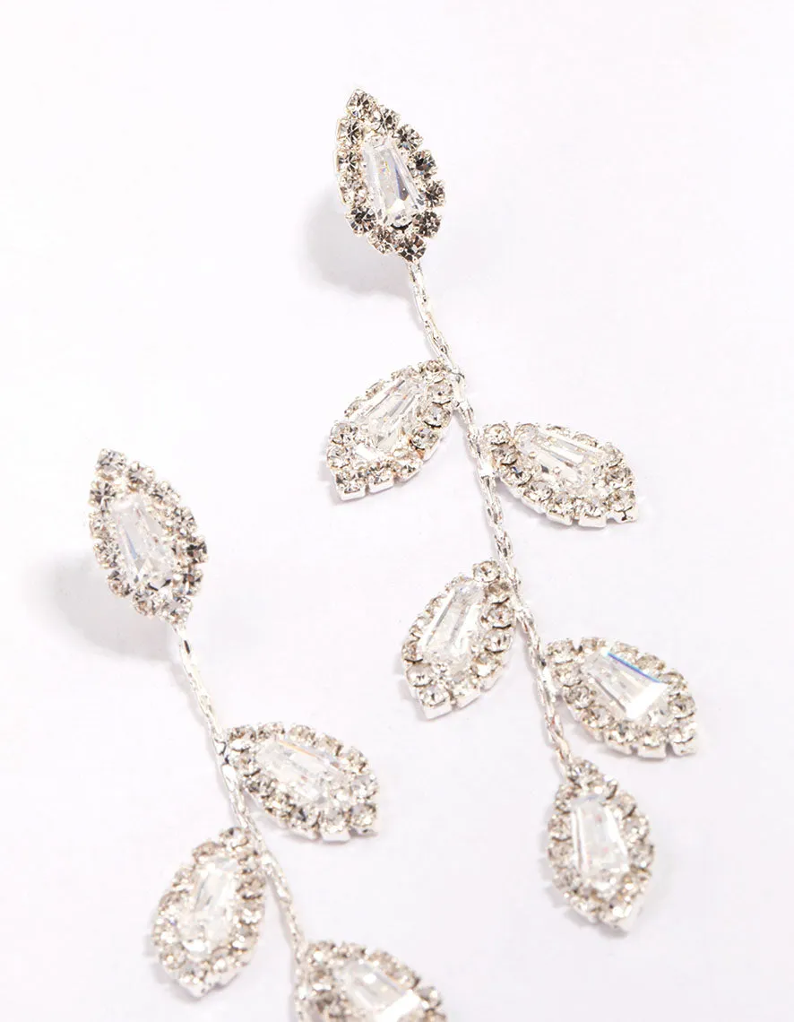 Silver Diamante Leaf Drop Earrings sold by lovisa product image thumbnail 3