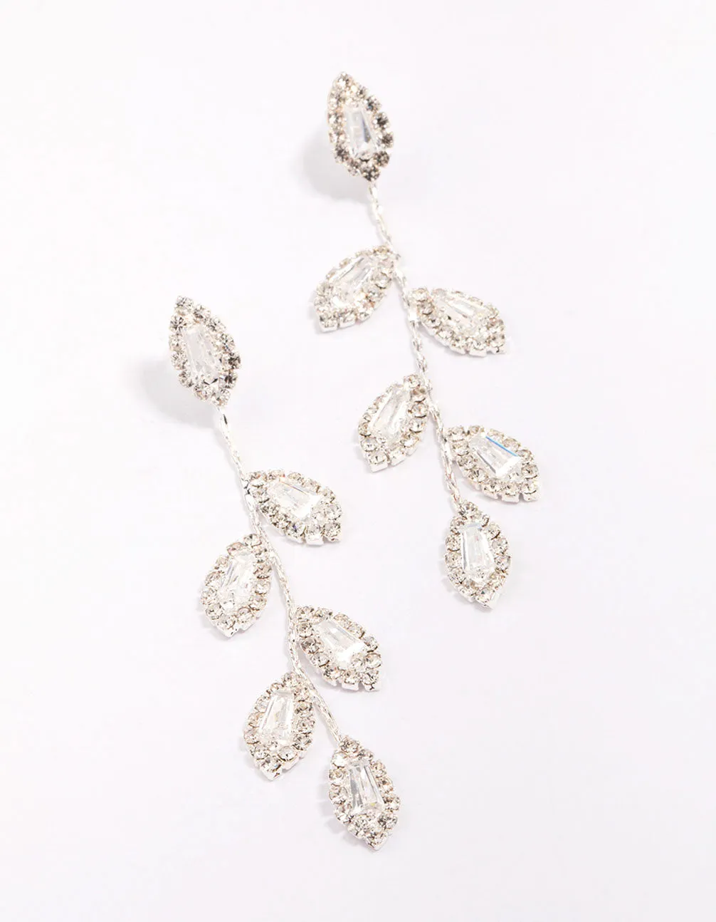 Silver Diamante Leaf Drop Earrings sold by lovisa