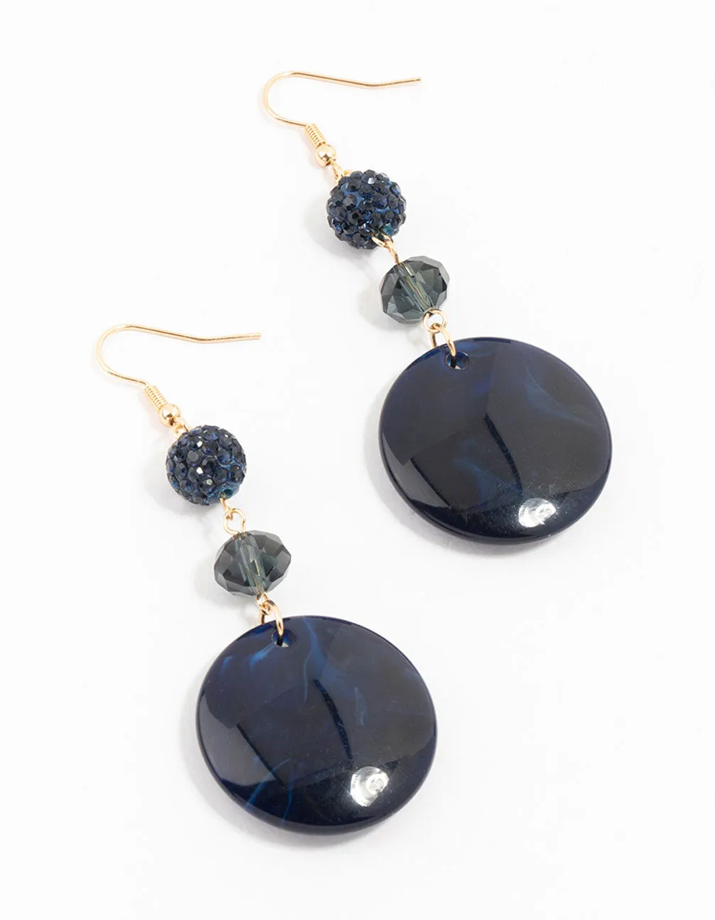 Gold & Black Fireball Marble Disc Drop Earrings sold by lovisa