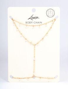 Gold Dainty Pearl Body Chain sold by lovisa