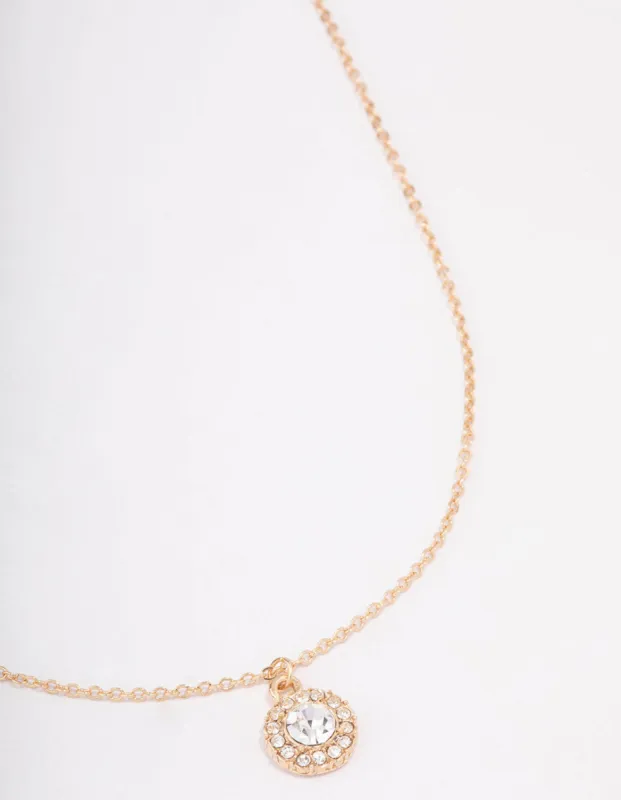 Gold Halo Crystal Pendant Necklace sold by lovisa