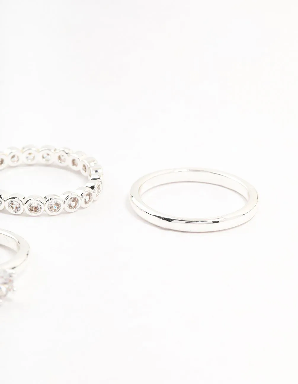 Silver Plated Fine Round Cubic Zirconia Stacking Rings 3-Pack sold by lovisa product image thumbnail 3