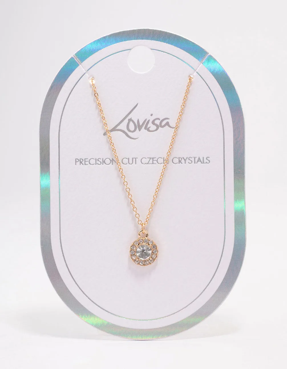 Gold Halo Crystal Pendant Necklace sold by lovisa product image thumbnail 2