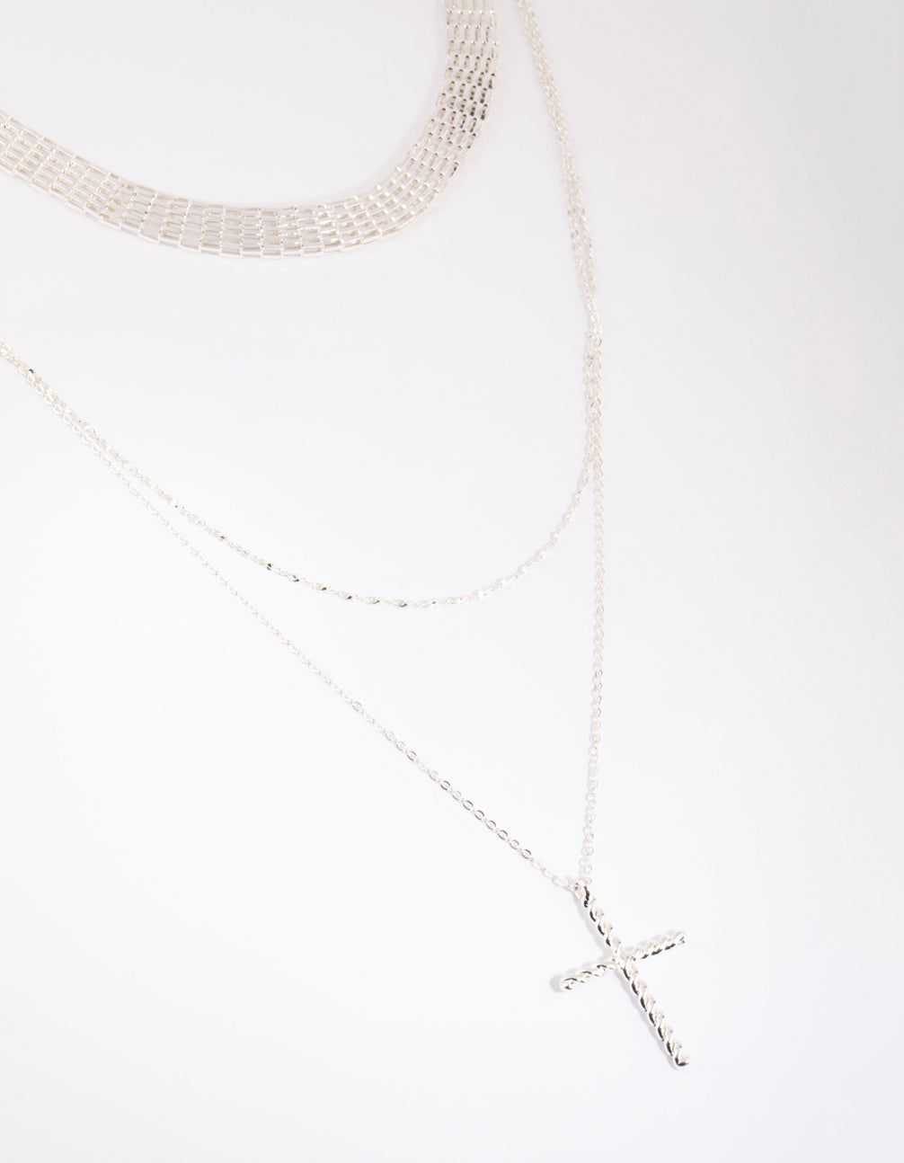 Silver Mesh & Cross Necklace sold by lovisa
