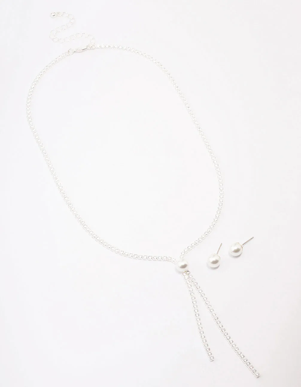 Silver Cubic Zirconia Lariat Necklace & Earring Set sold by lovisa product image thumbnail 2