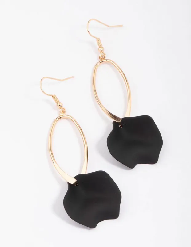 Gold Twisted Oval Petal Drop Earrings sold by lovisa