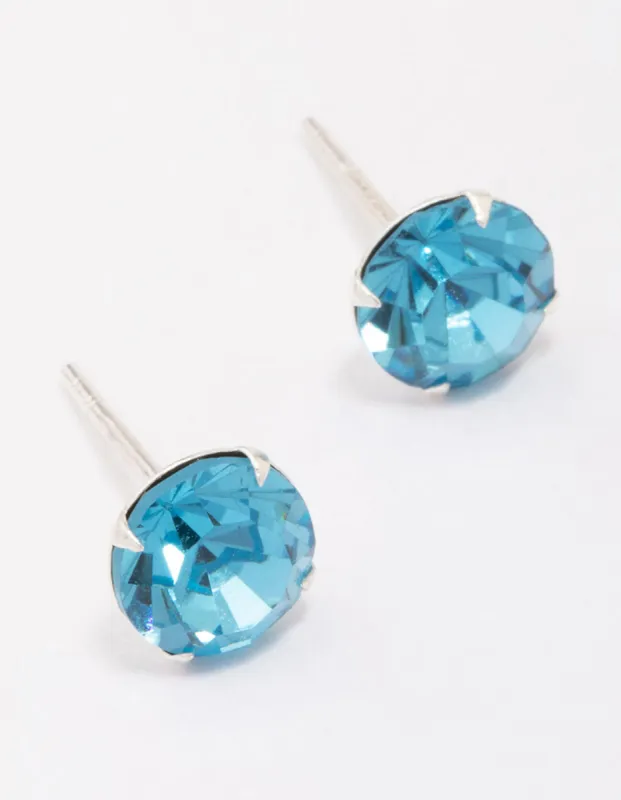 Sterling Silver Blue Czech Crystal Stud Earrings sold by lovisa