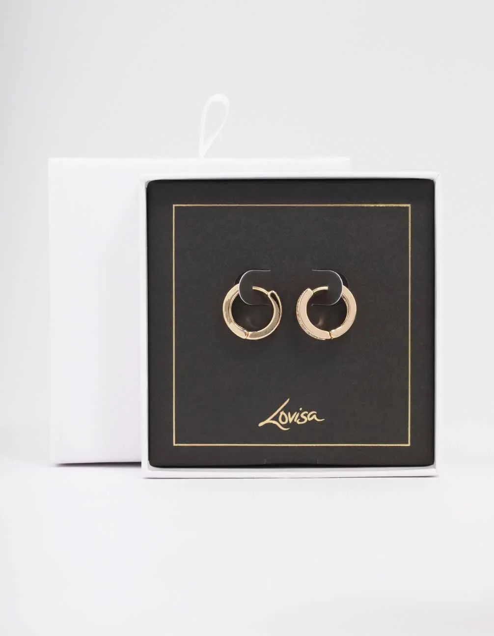 Gold Encased Diamante Huggie Earrings sold by lovisa product image thumbnail 2