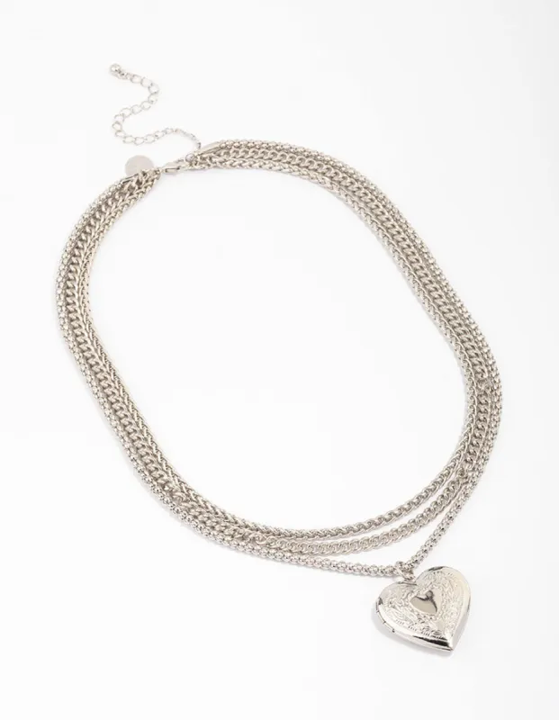 Silver Chain Set Heart Pendant Necklace sold by lovisa