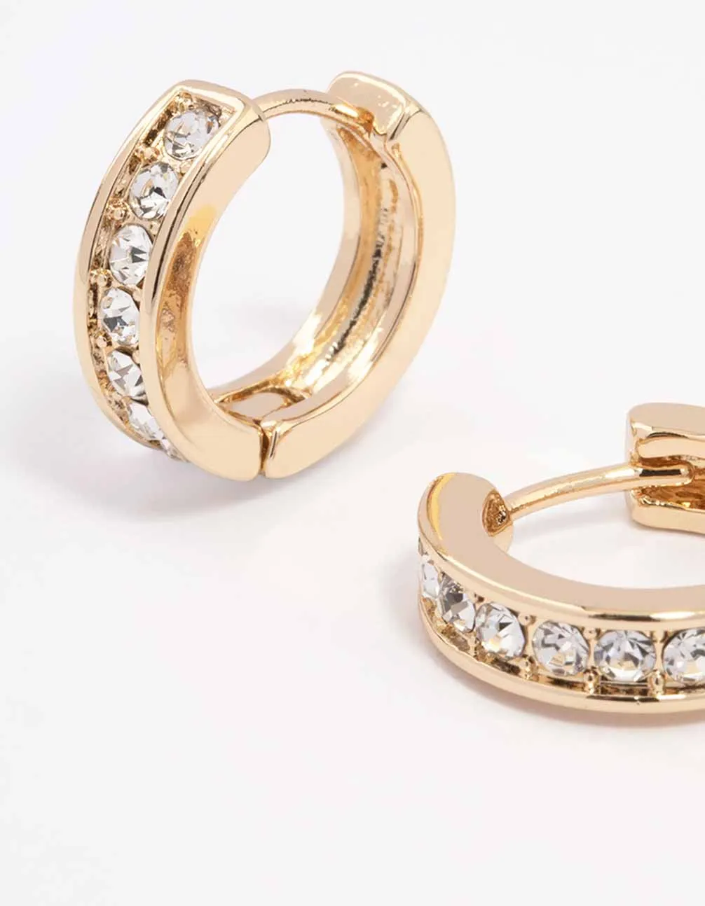 Gold Encased Diamante Huggie Earrings sold by lovisa product image thumbnail 3