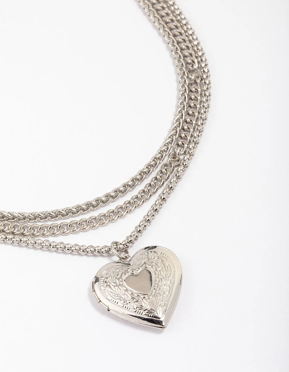 Silver Chain Set Heart Pendant Necklace sold by lovisa product image thumbnail 2