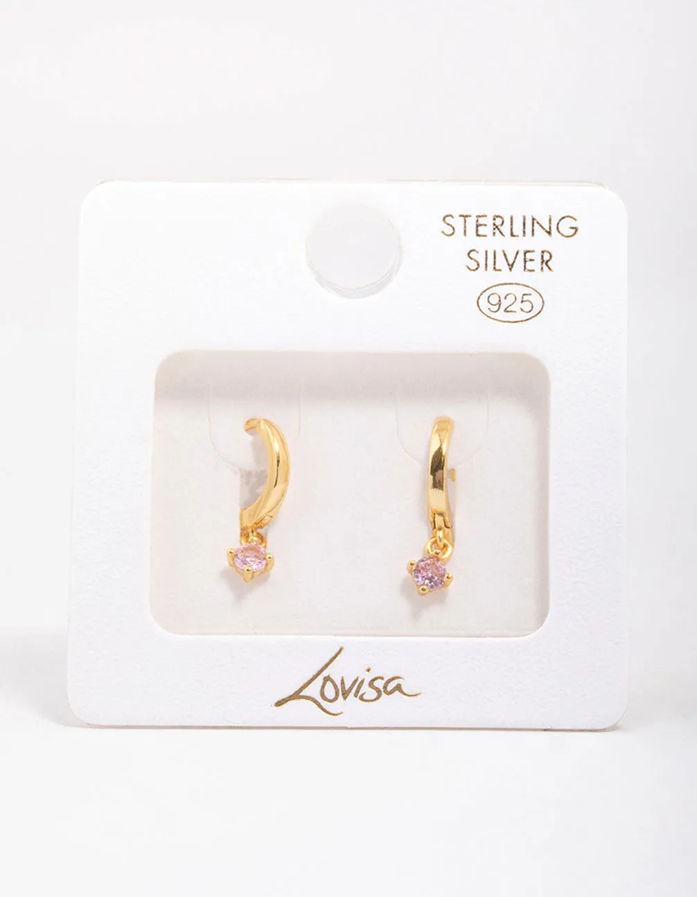 Gold Plated Sterling Silver Cubic Zirconia Charm Hoop Earrings sold by lovisa product image thumbnail 3