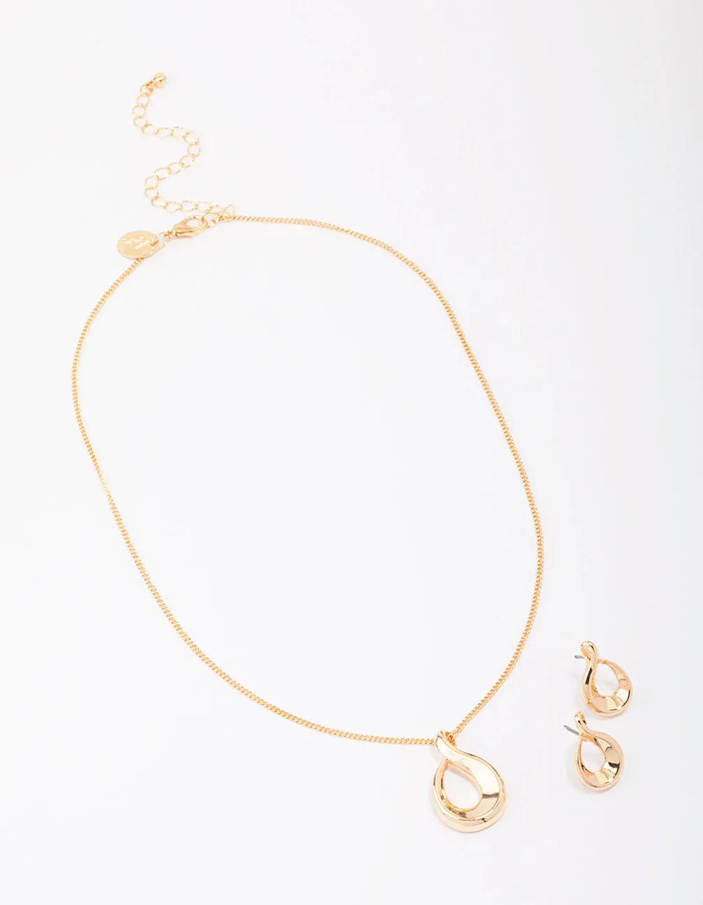 Gold Twisted Ova Necklace & Earring Jewellery Set sold by lovisa product image thumbnail 2