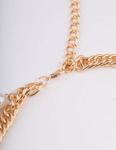 Gold Hinge Pearl Double Chain Belts sold by lovisa