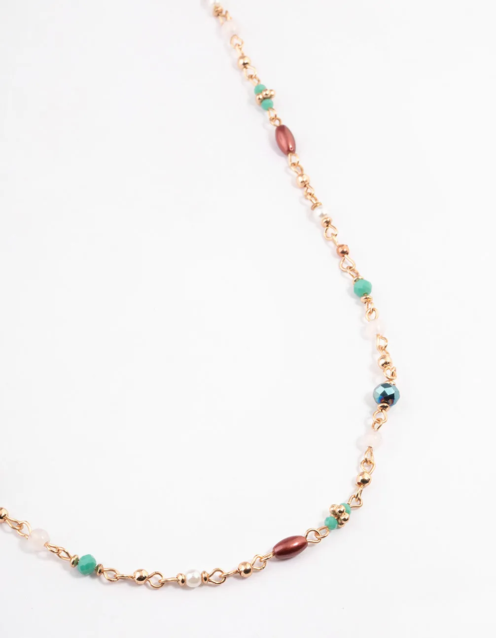 Gold Mixed Facet Beaded Long Necklace sold by lovisa