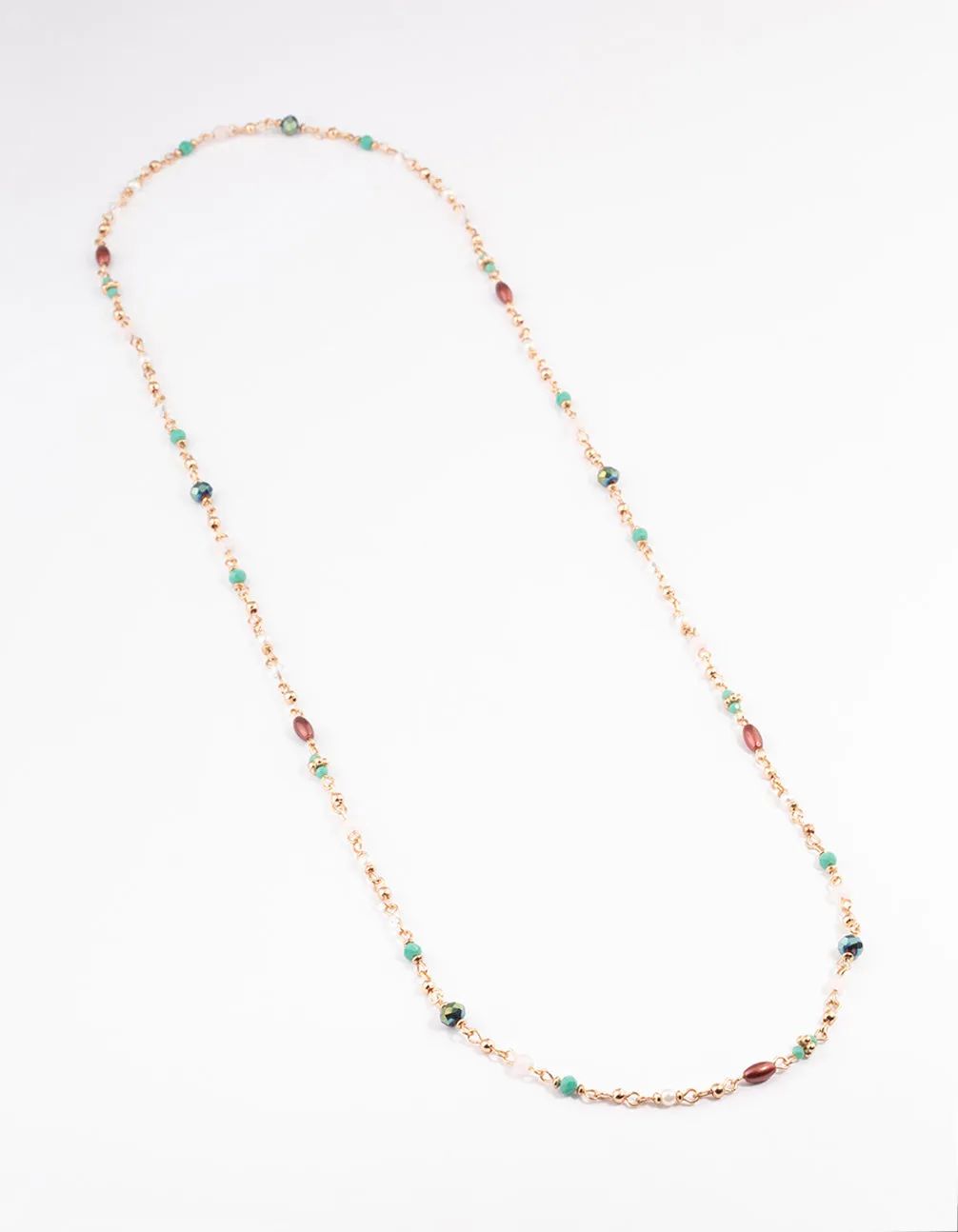 Gold Mixed Facet Beaded Long Necklace sold by lovisa product image thumbnail 2