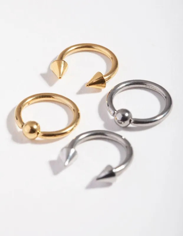 5mm Spike Ball Mixed Metal Earring 4-Pack sold by lovisa