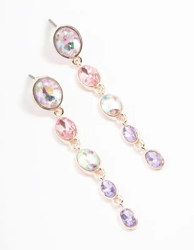 Rose Gold Iridescent Stone Gradual Drop Earrings sold by lovisa