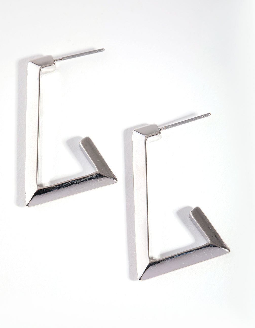 Rhodium Abstract Triangle Hoop Earrings sold by lovisa