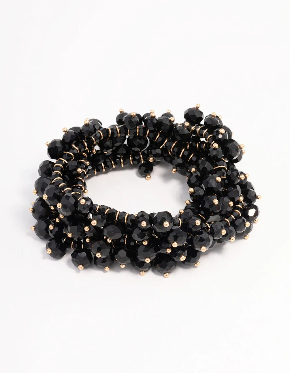 Black Beaded Textured Bracelet sold by lovisa