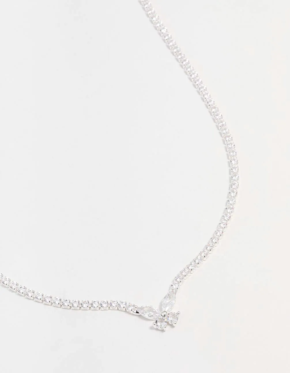 Silver Cubic Zirconia Butterfly Necklace sold by lovisa