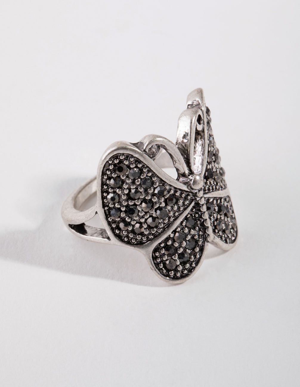 Silver Black Detailed Butterfly Ring sold by lovisa