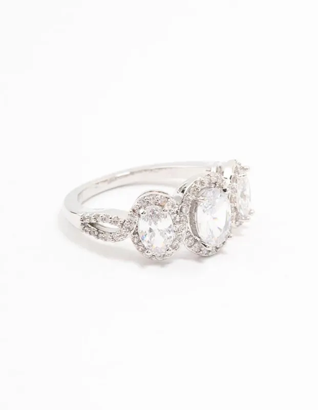 Silver Oval Trio Cubic Zirconia Ring sold by lovisa