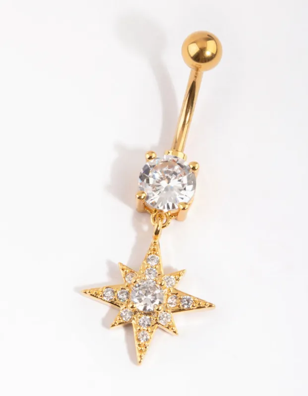 Gold Plated Titanium Star Belly Bar sold by lovisa