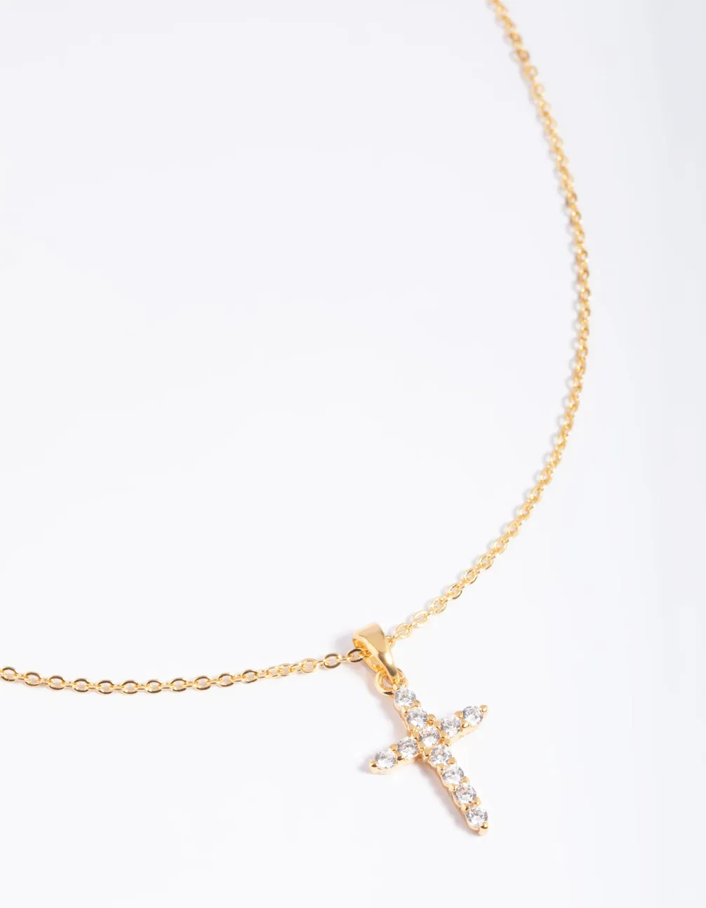 Gold Plated Cubic Zirconia Cross Necklace sold by lovisa