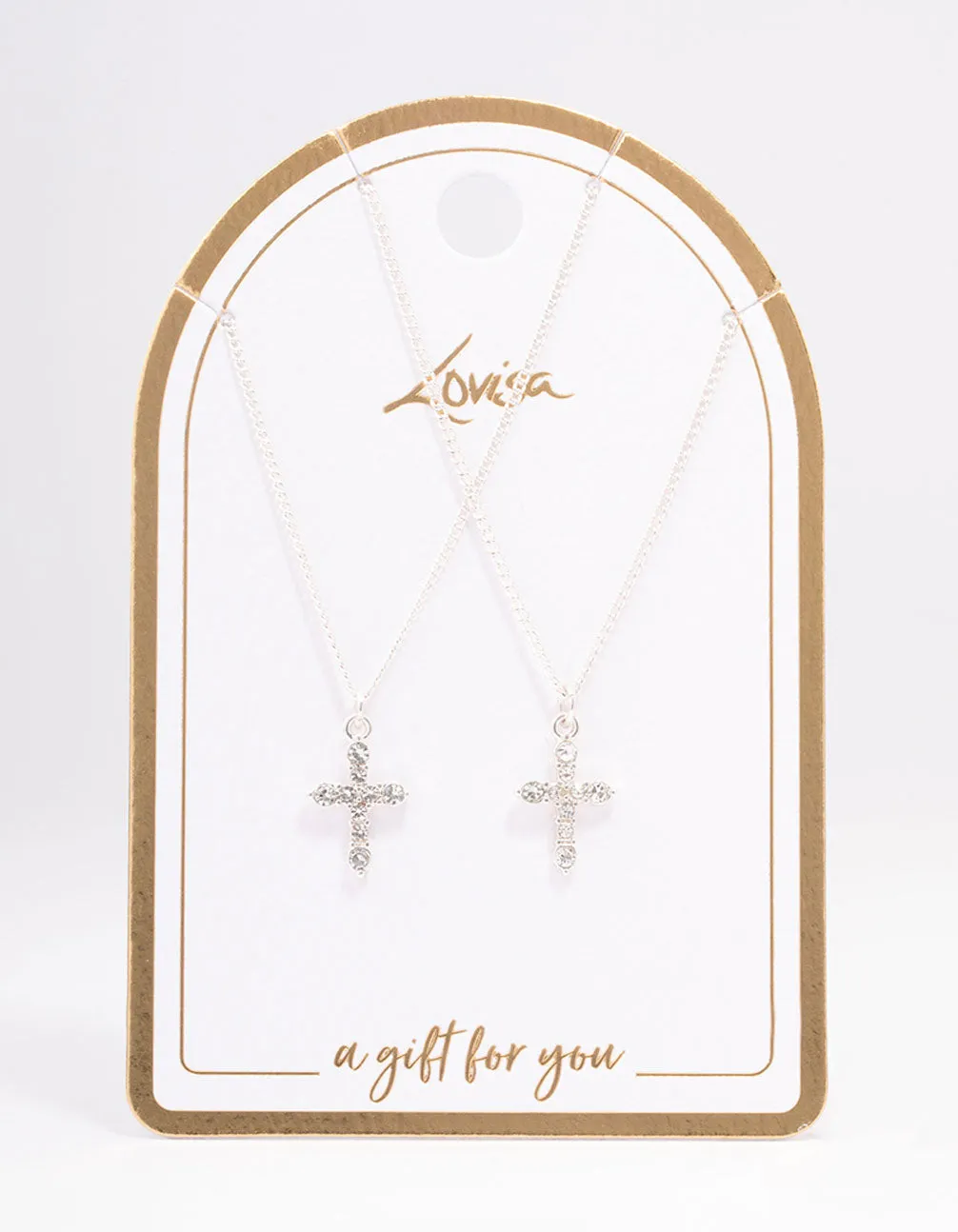 Silver Classic Diamante Cross Necklace Pack sold by lovisa product image thumbnail 2